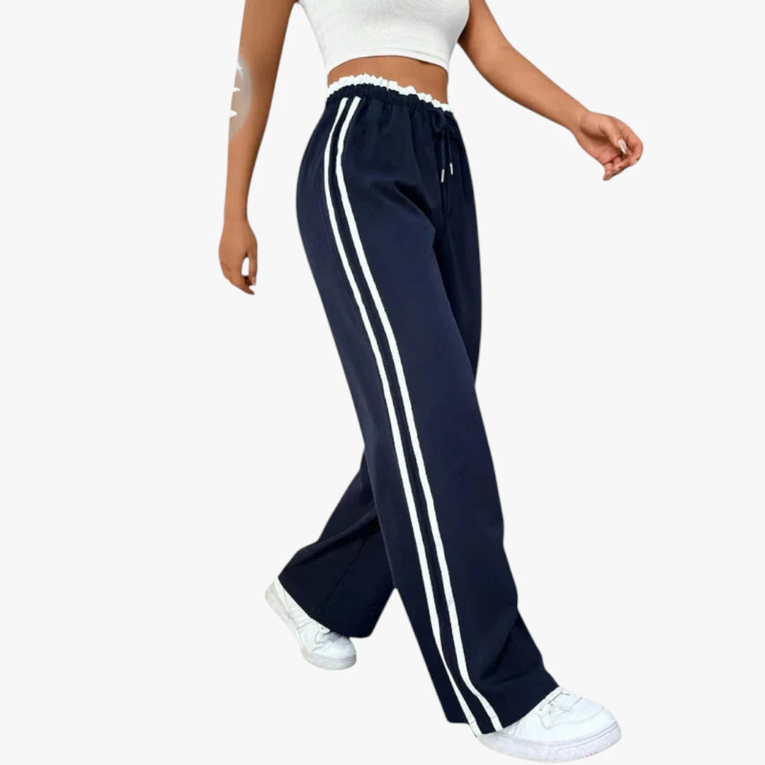 Miles & Luna Trousers – Wide Leg with Elastic Waistband, Sporty Cut