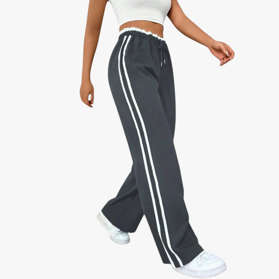 Miles & Luna Trousers – Wide Leg with Elastic Waistband, Sporty Cut