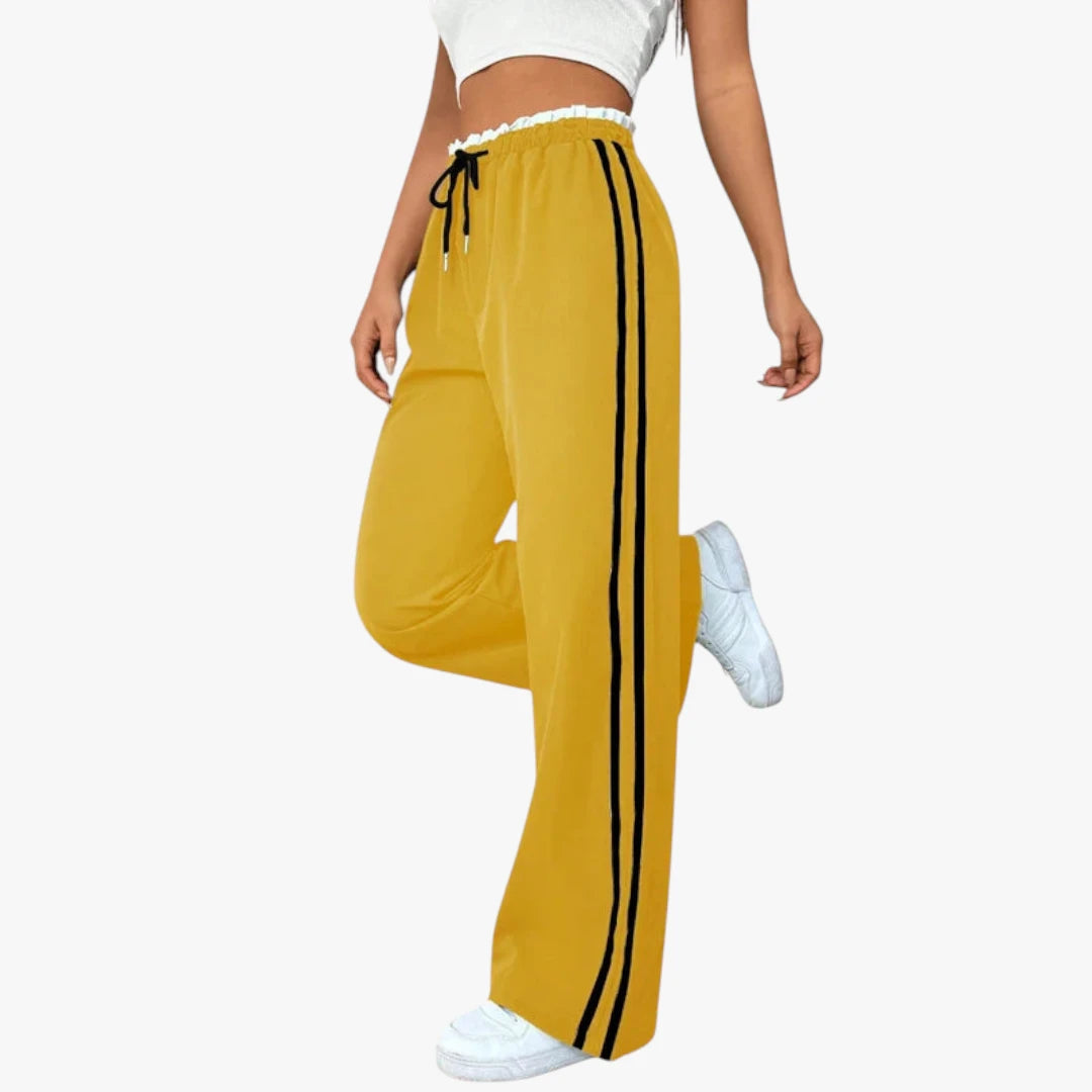 Miles & Luna Trousers – Wide Leg with Elastic Waistband, Sporty Cut