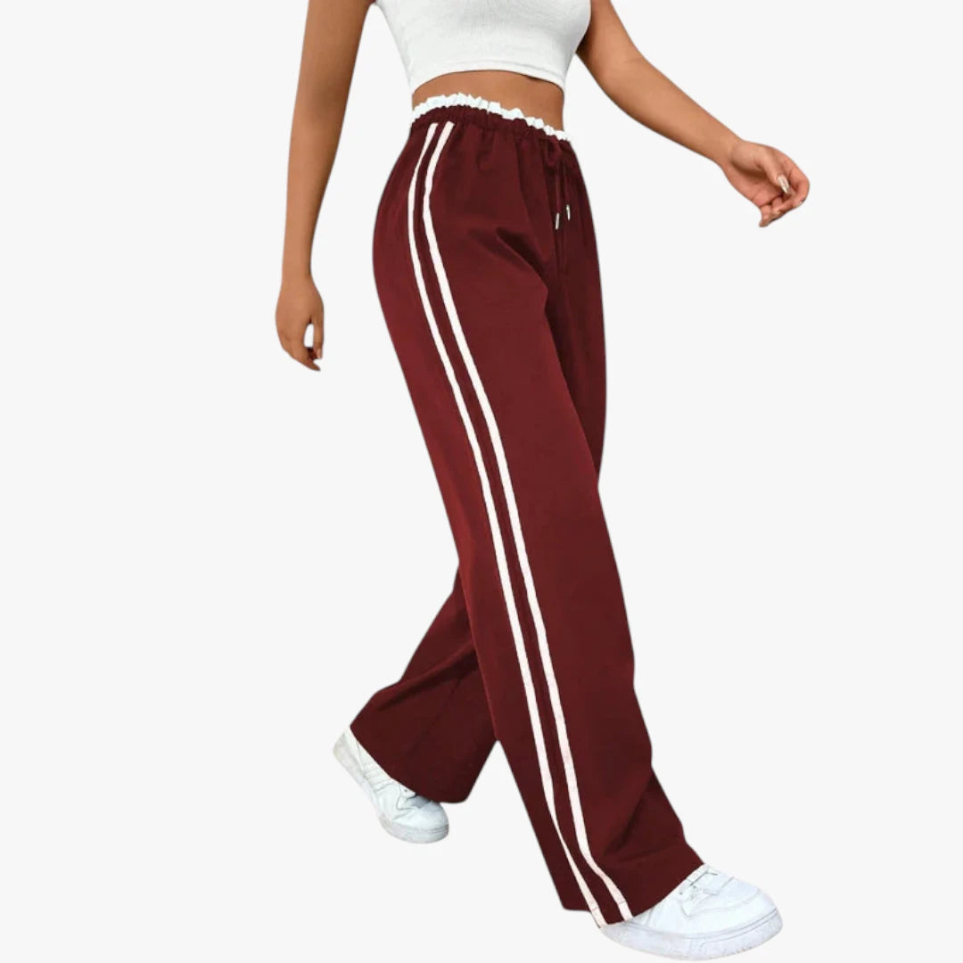 Miles & Luna Trousers – Wide Leg with Elastic Waistband, Sporty Cut