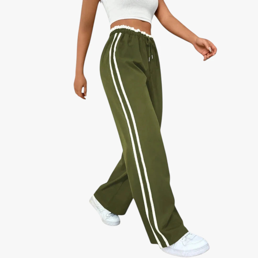 Miles & Luna Trousers – Wide Leg with Elastic Waistband, Sporty Cut