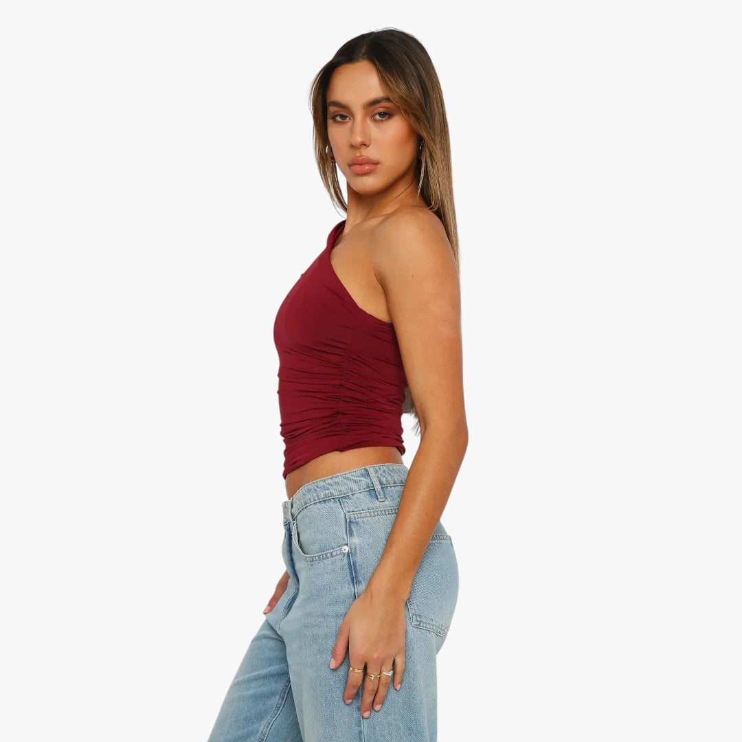 Miles & Luna Twisted One-Shoulder Top