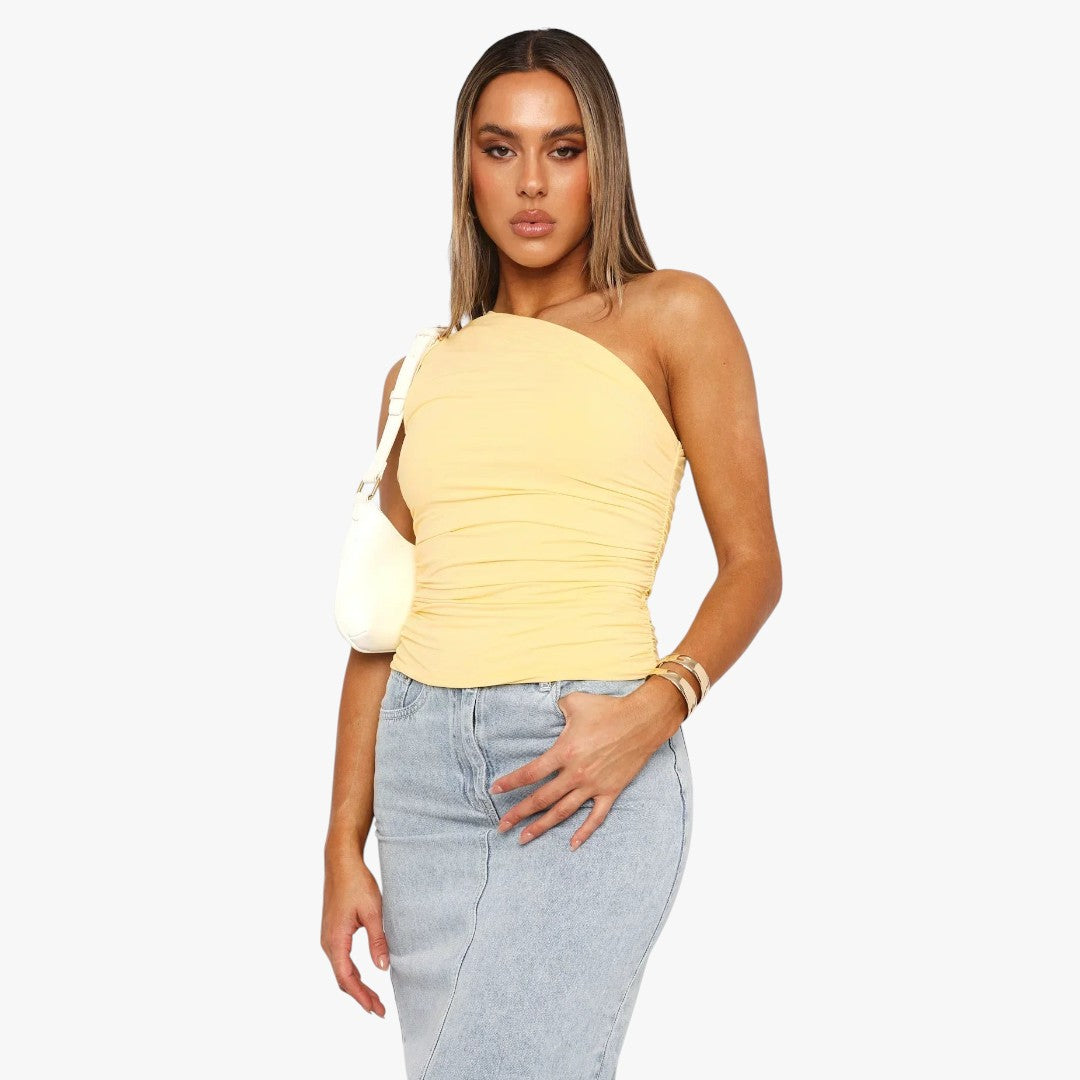Miles & Luna Twisted One-Shoulder Top