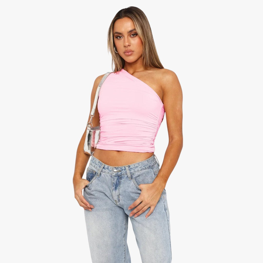 Miles & Luna Twisted One-Shoulder Top