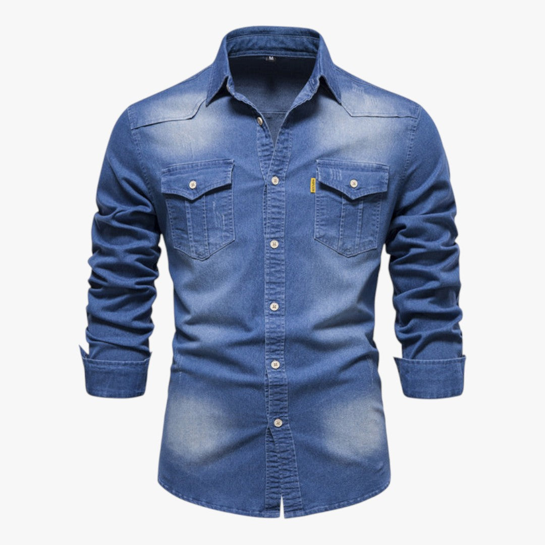Miles & Luna Vintage Denim Blouse Shirt for Men