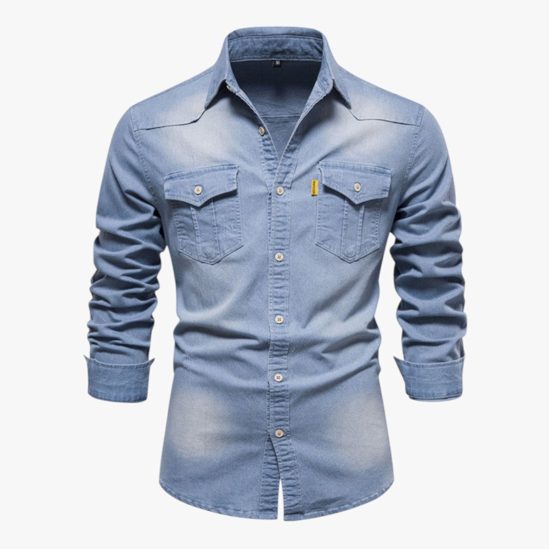 Miles & Luna Vintage Denim Blouse Shirt for Men