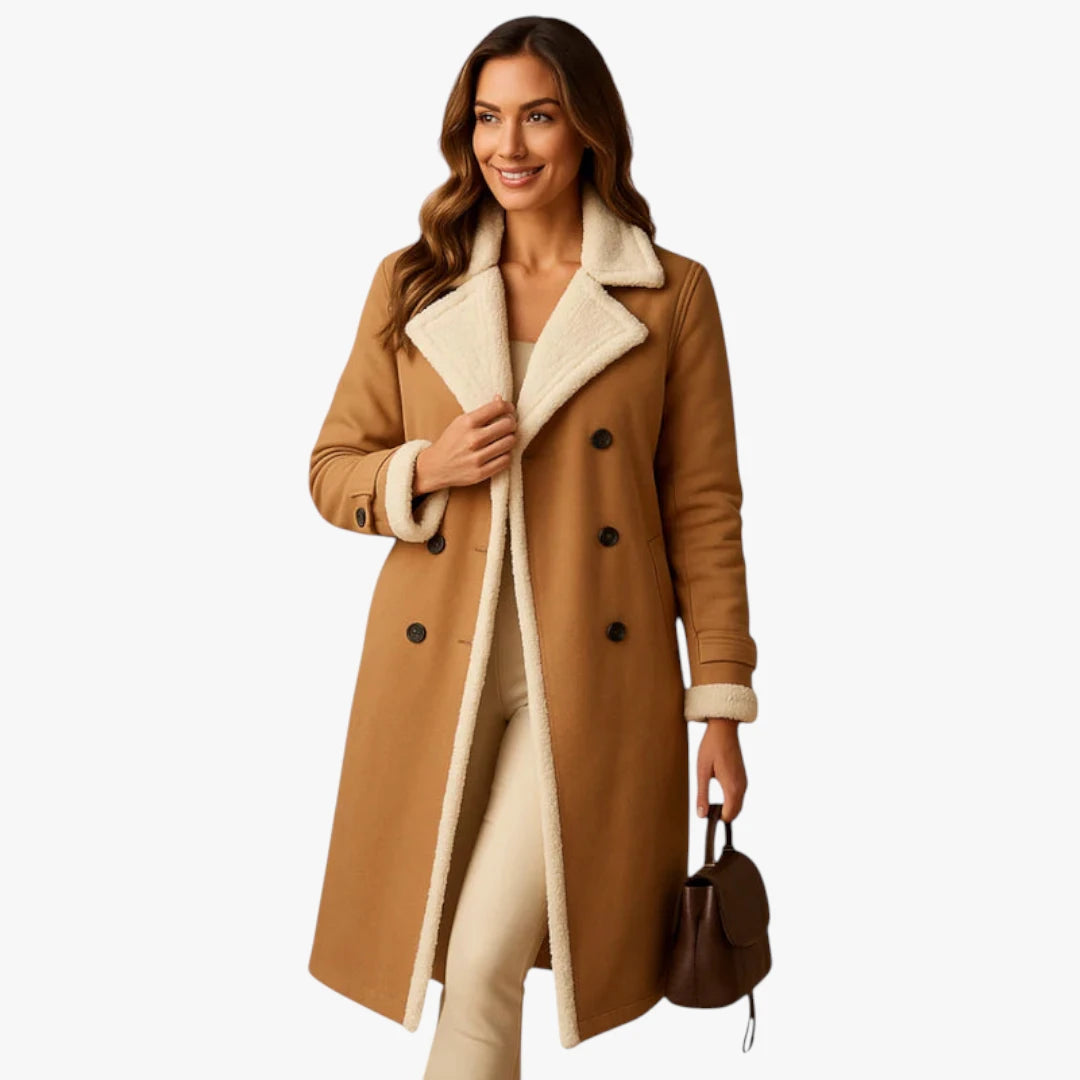 Miles & Luna Winter Coat - Long Cashmere Coat with Classic Lapel Collar