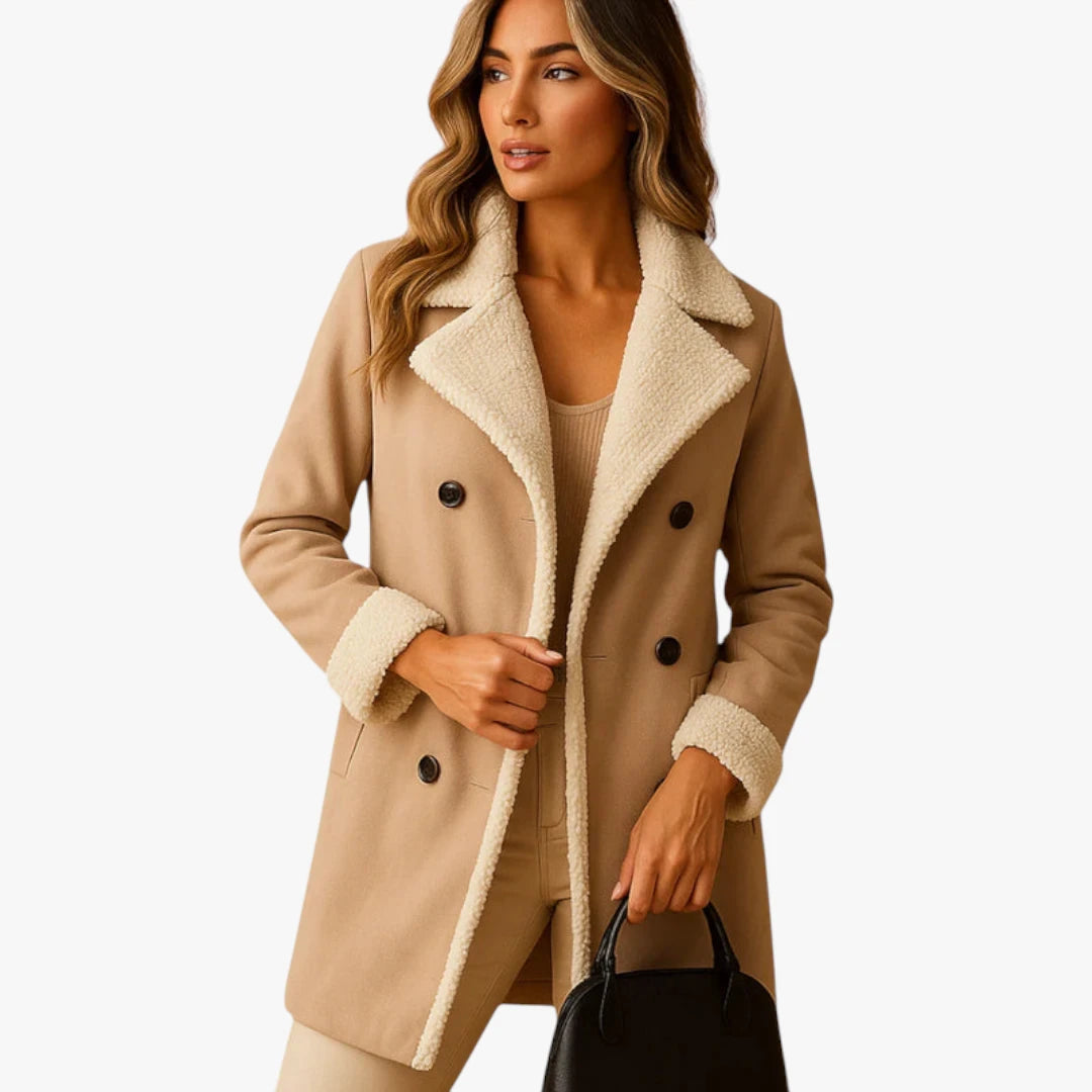 Miles & Luna Winter Coat - Long Cashmere Coat with Classic Lapel Collar