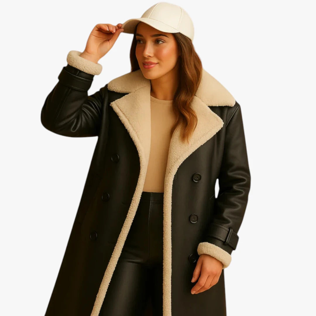 Miles & Luna Winter Coat - Long Cashmere Coat with Classic Lapel Collar