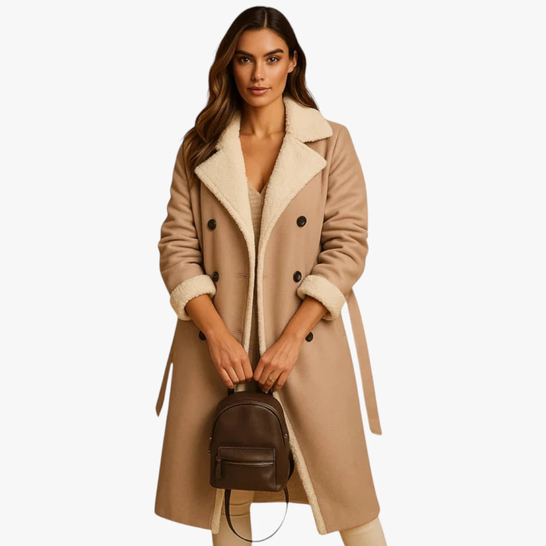 Miles & Luna Winter Coat - Long Cashmere Coat with Classic Lapel Collar