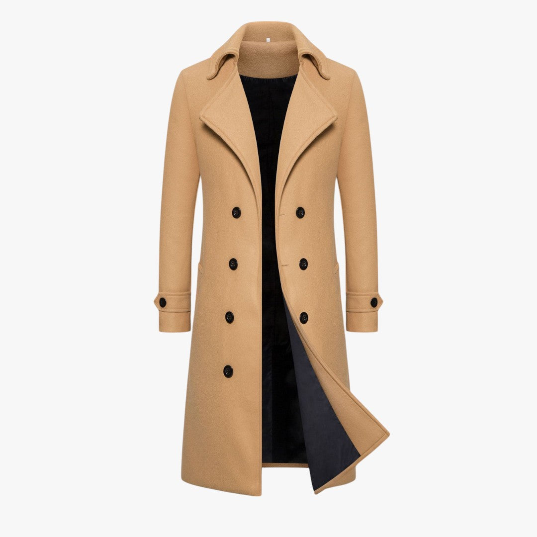 Miles & Luna Wool Blend Double Breasted Overcoat for Men