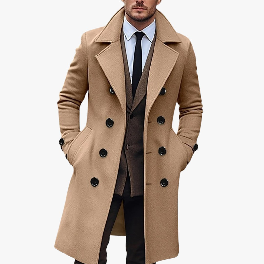 Miles & Luna Wool Blend Double Breasted Overcoat for Men