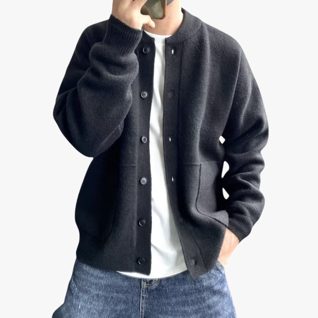 Miles & Luna Wool Button-Up Cardigan for Men