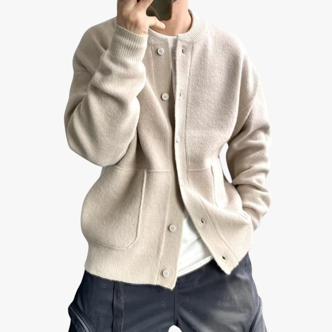 Miles & Luna Wool Button-Up Cardigan for Men