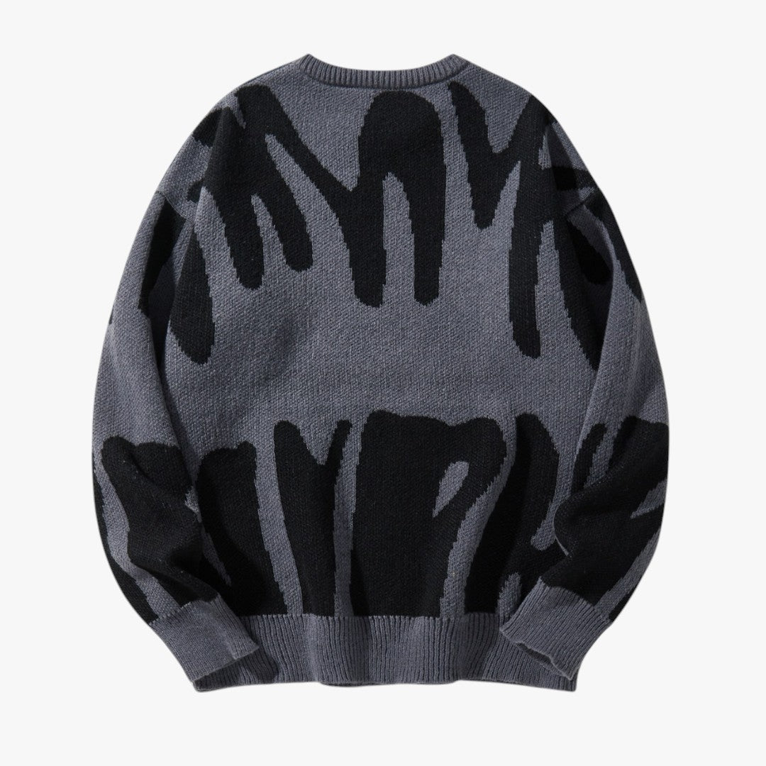 Miles & Luna Wool Graphic Knit Sweater Stylish Crewneck for Men