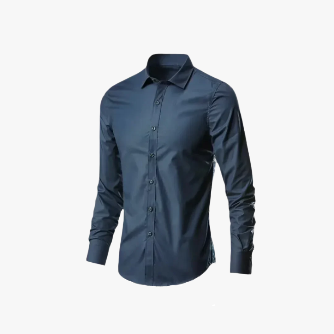 Miles & Luna | Wrinkle-Free Men's Long Shirt – Slim-Fit, Breathable, Non-Iron Dress Shirt