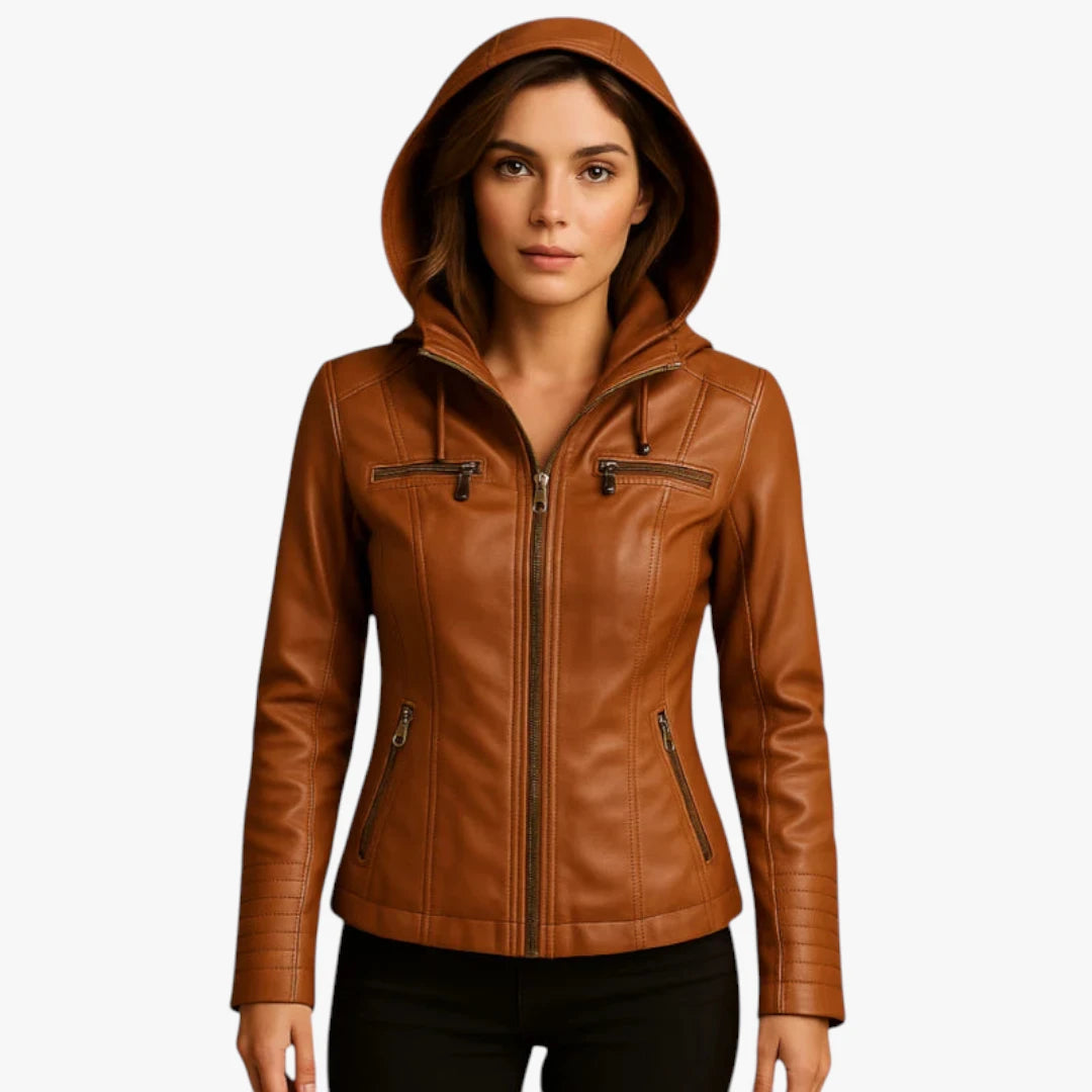 Miles & Luna leather jacket – with hood, fitted fit and zipper
