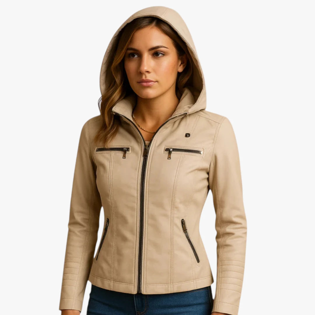 Miles & Luna leather jacket – with hood, fitted fit and zipper
