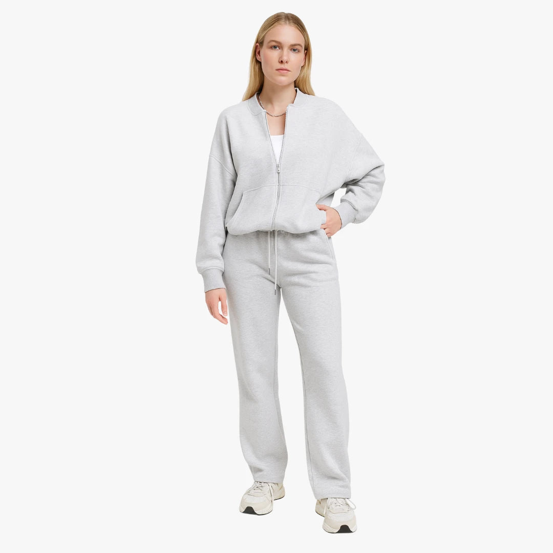 Miles & Luna Bomber Sweatshirt and Joggers Loungewear Co-Ord Set with Zip Detail for Women
