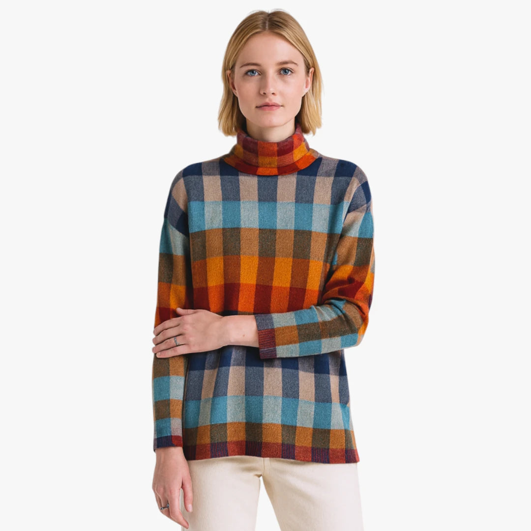 Miles & Luna Cashmere Patchwork Turtleneck Sweater for Women