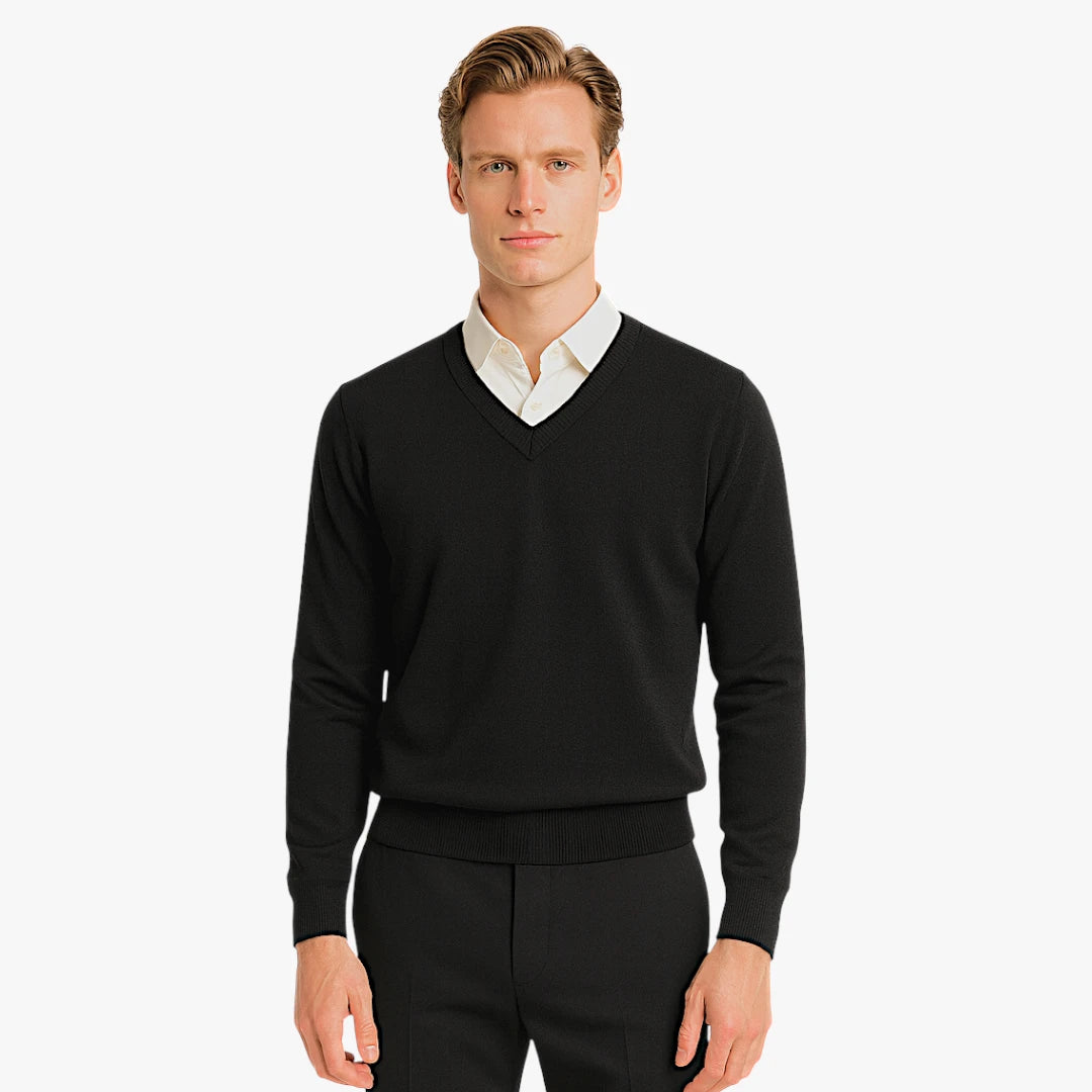 Miles & Luna Cashmere V-Neck Sweater Slim Fit Soft & Lightweight for Men