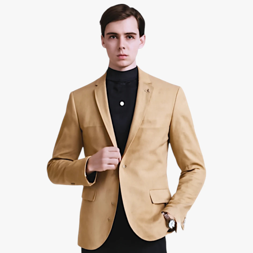 Miles & Luna Chic Slim Fit Suede One-Button Blazer for Men