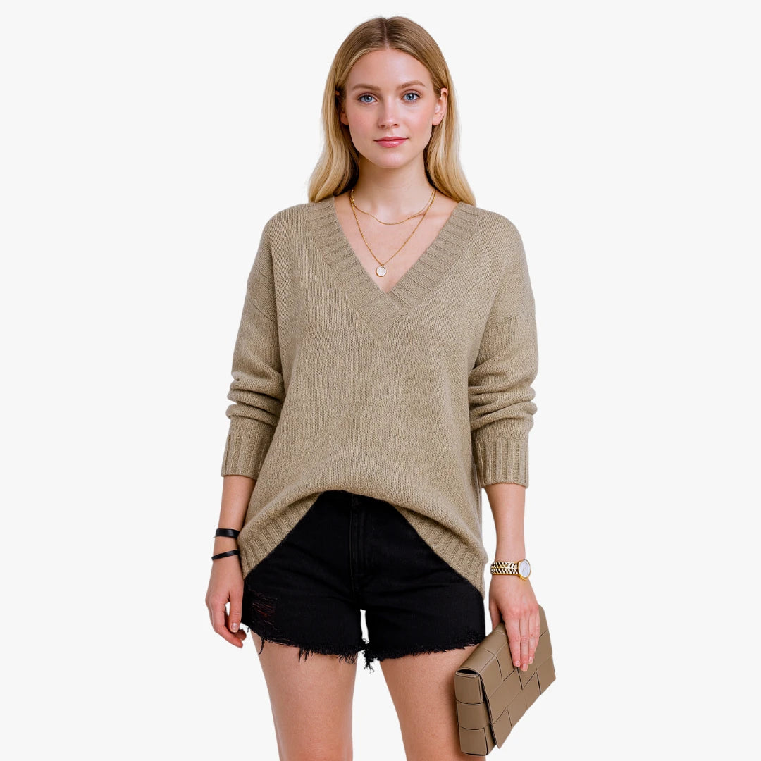 Miles & Luna Chic V-Neck Cashmere Sweater for Women