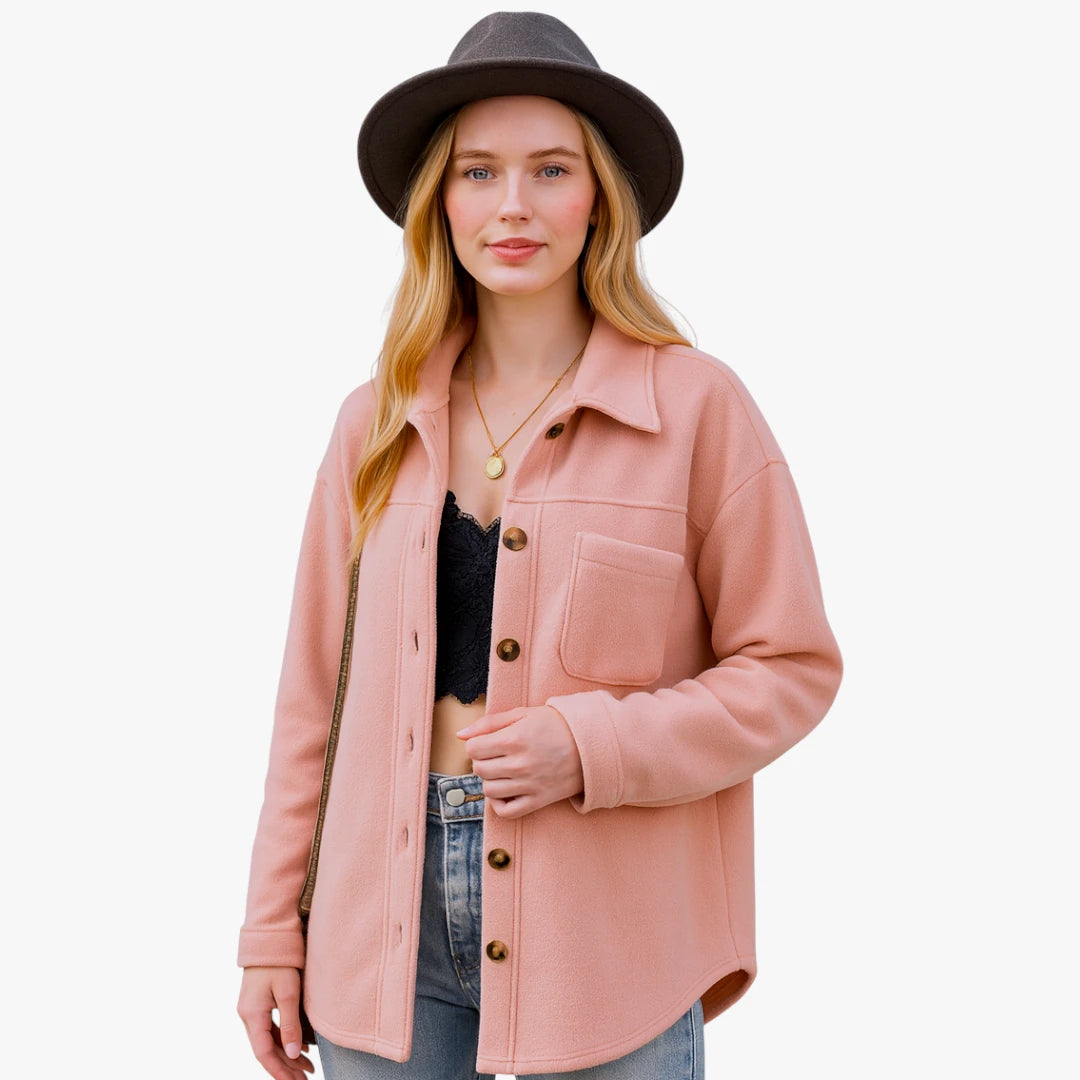 Miles & Luna Elegant Felt Fabric Coat for Women