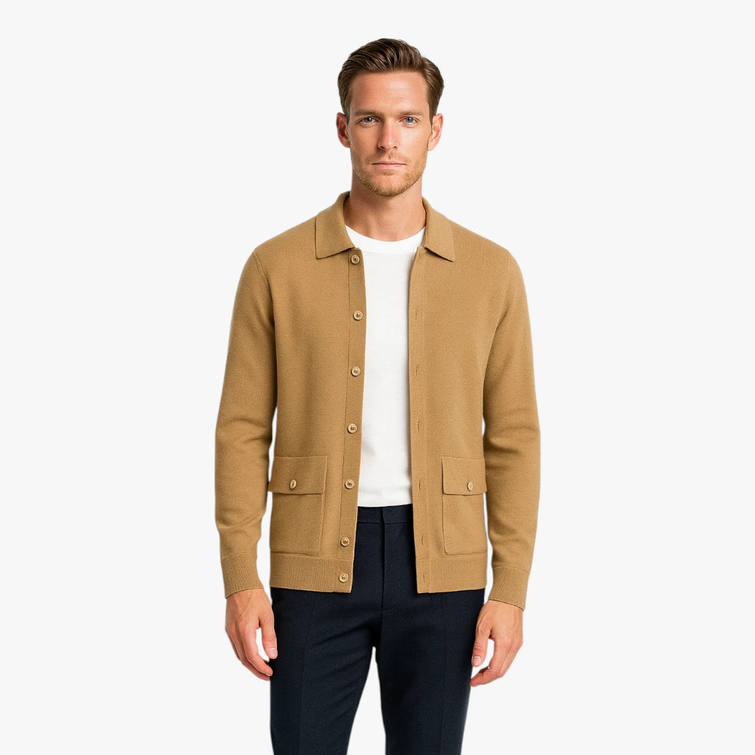 Miles & Luna | Fine Cashmere Cardigan Premium Polo Jacket for Men