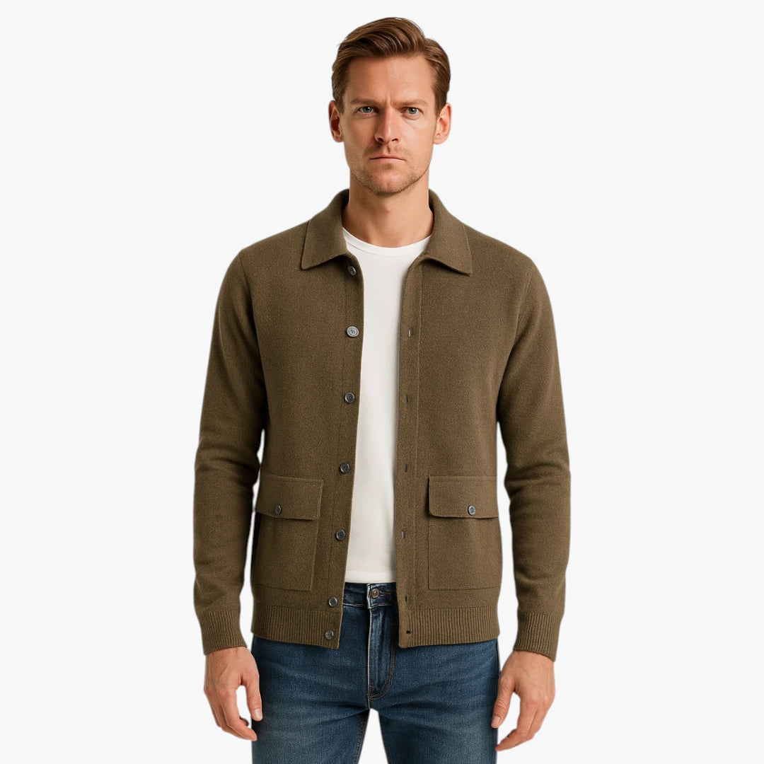 Miles & Luna | Fine Cashmere Cardigan Premium Polo Jacket for Men
