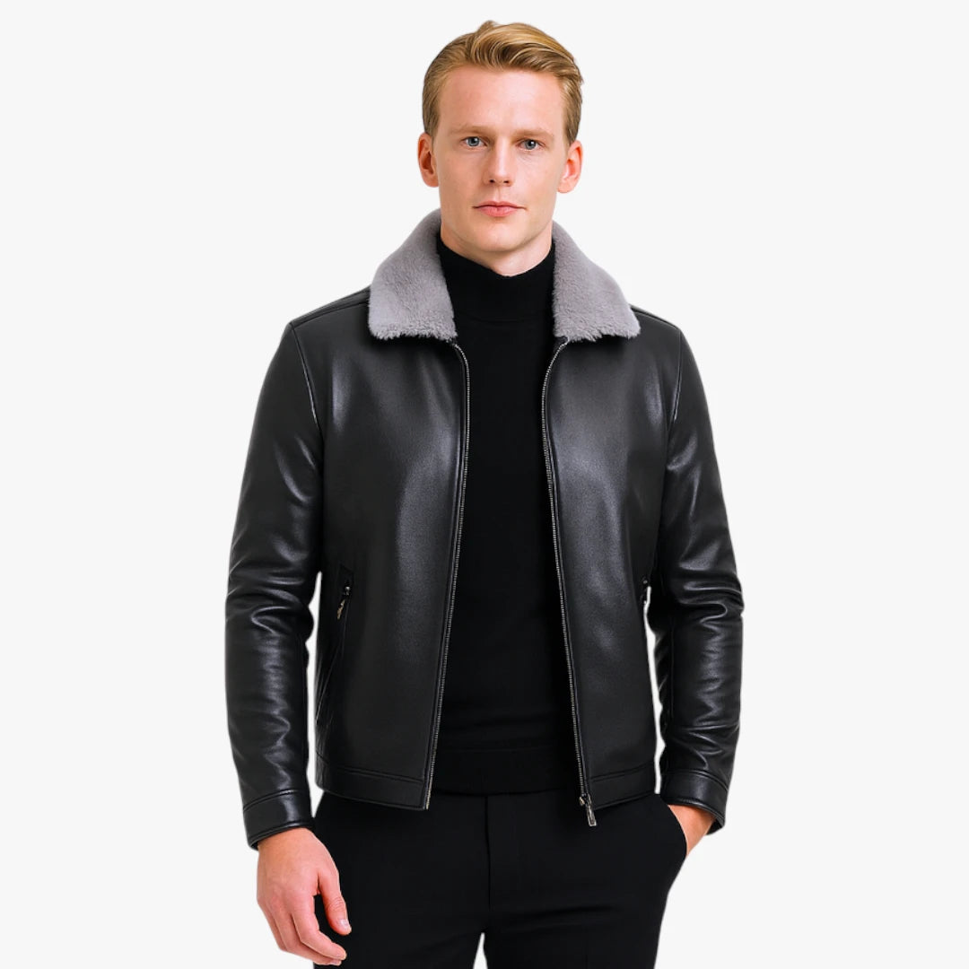 Miles & Luna Fleece Lined Leather Jacket For Men