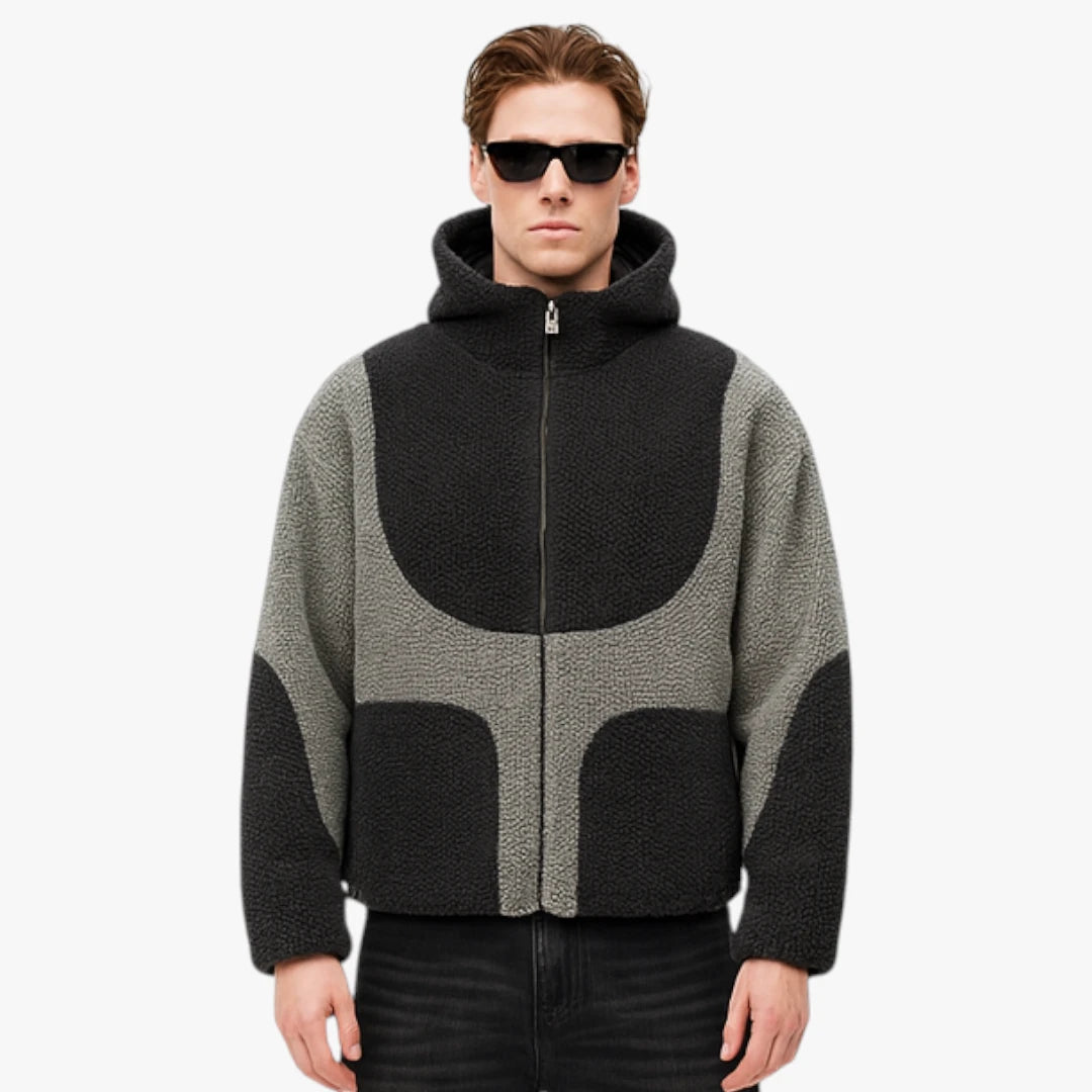 Miles & Luna Fleece Zip-Up Hoodie Sherpa Jacket for Men