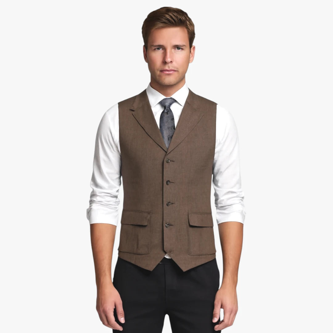 Miles & Luna Herringbone Single-Breasted Blazer for Men