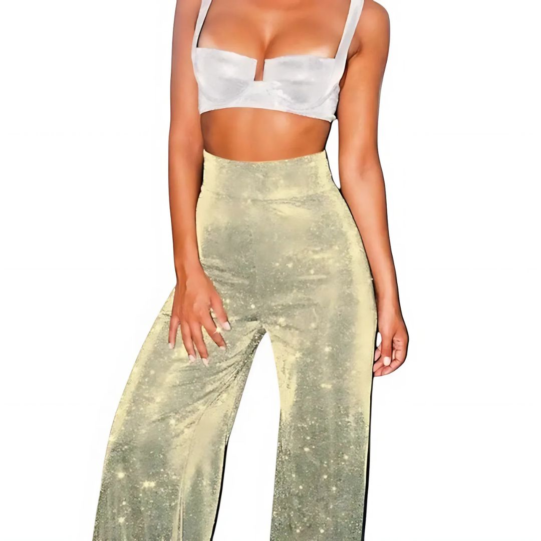 Miles & Luna Trousers Plain Fabric With High Waist Straight Legs For Women