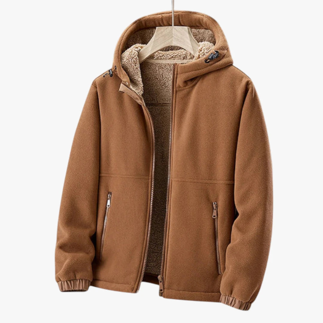 Miles & Luna Lined Hooded Fleece Jacket with Zip Closure and Pockets for Men