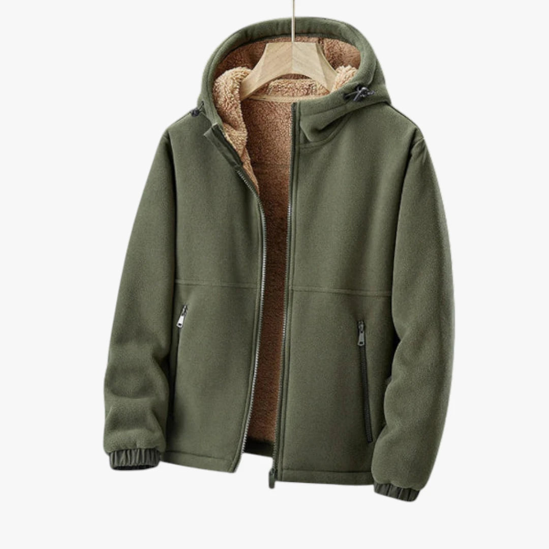 Miles & Luna Lined Hooded Fleece Jacket with Zip Closure and Pockets for Men