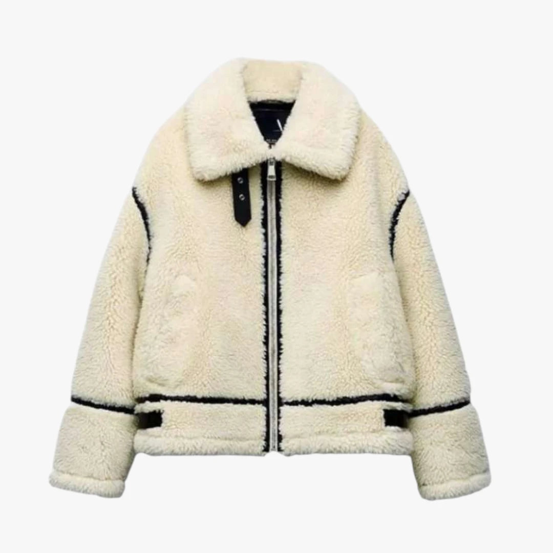 Miles & Luna Wool Jacket fleece zip design for women