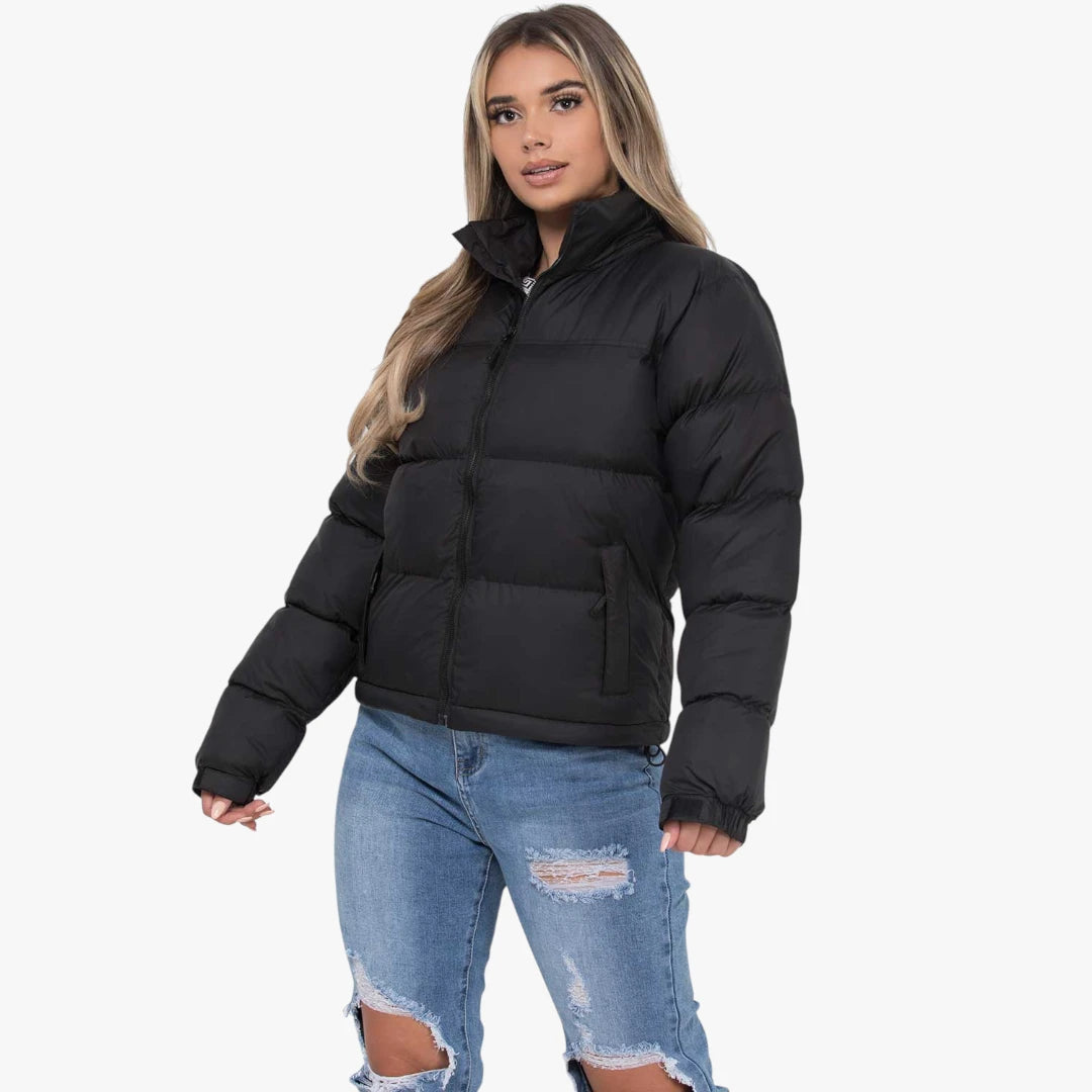 Miles & Luna Quilted Padded Weather-Resistant Puffer Jacket with Concealed Hood for Women