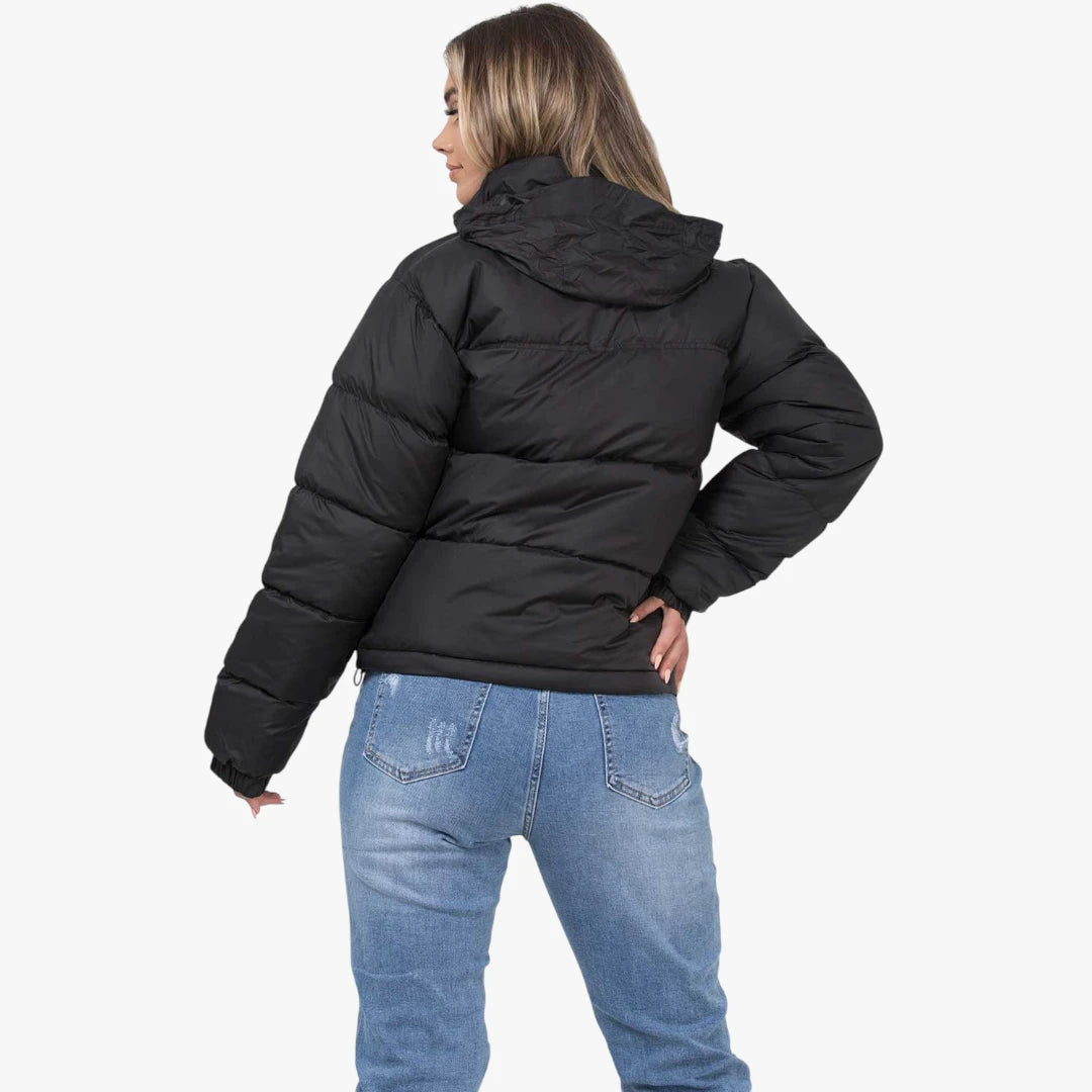 Miles & Luna Quilted Padded Weather-Resistant Puffer Jacket with Concealed Hood for Women