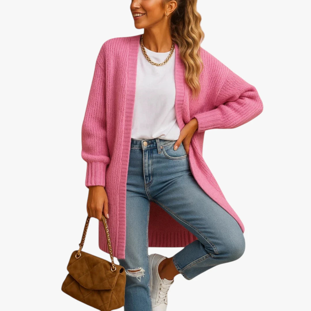 Miles & Luna Knitted Cardigan Classic Model With Open Front And Comfortable Fit For Women