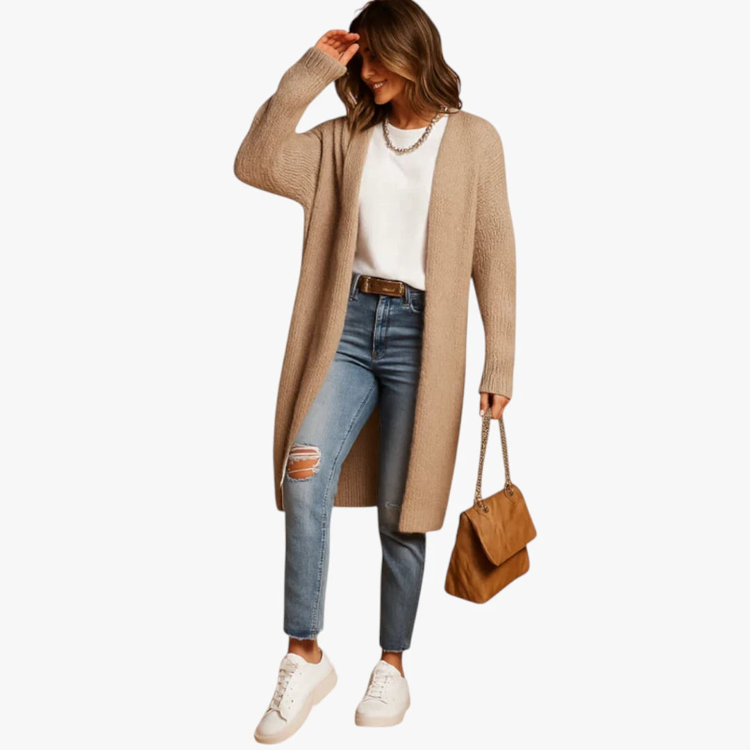 Miles & Luna Knitted Cardigan Classic Model With Open Front And Comfortable Fit For Women