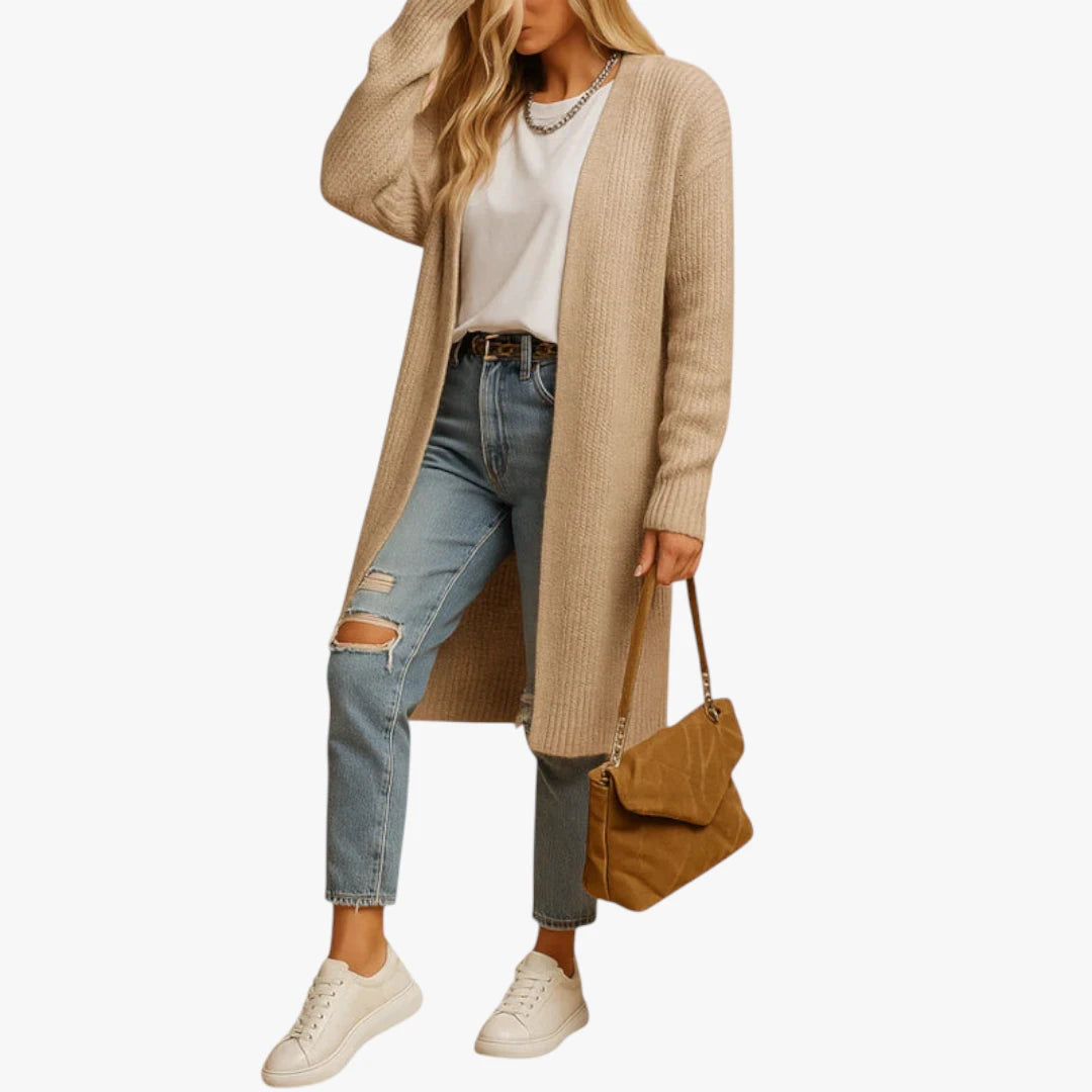 Miles & Luna Knitted Cardigan Classic Model With Open Front And Comfortable Fit For Women