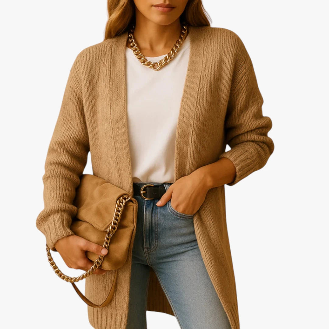 Miles & Luna Knitted Cardigan Classic Model With Open Front And Comfortable Fit For Women