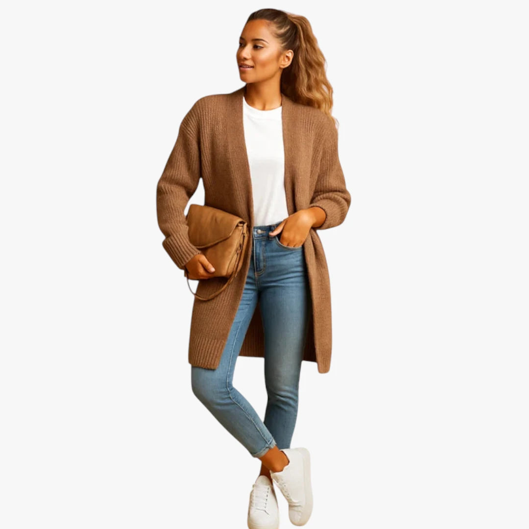 Miles & Luna Knitted Cardigan Classic Model With Open Front And Comfortable Fit For Women