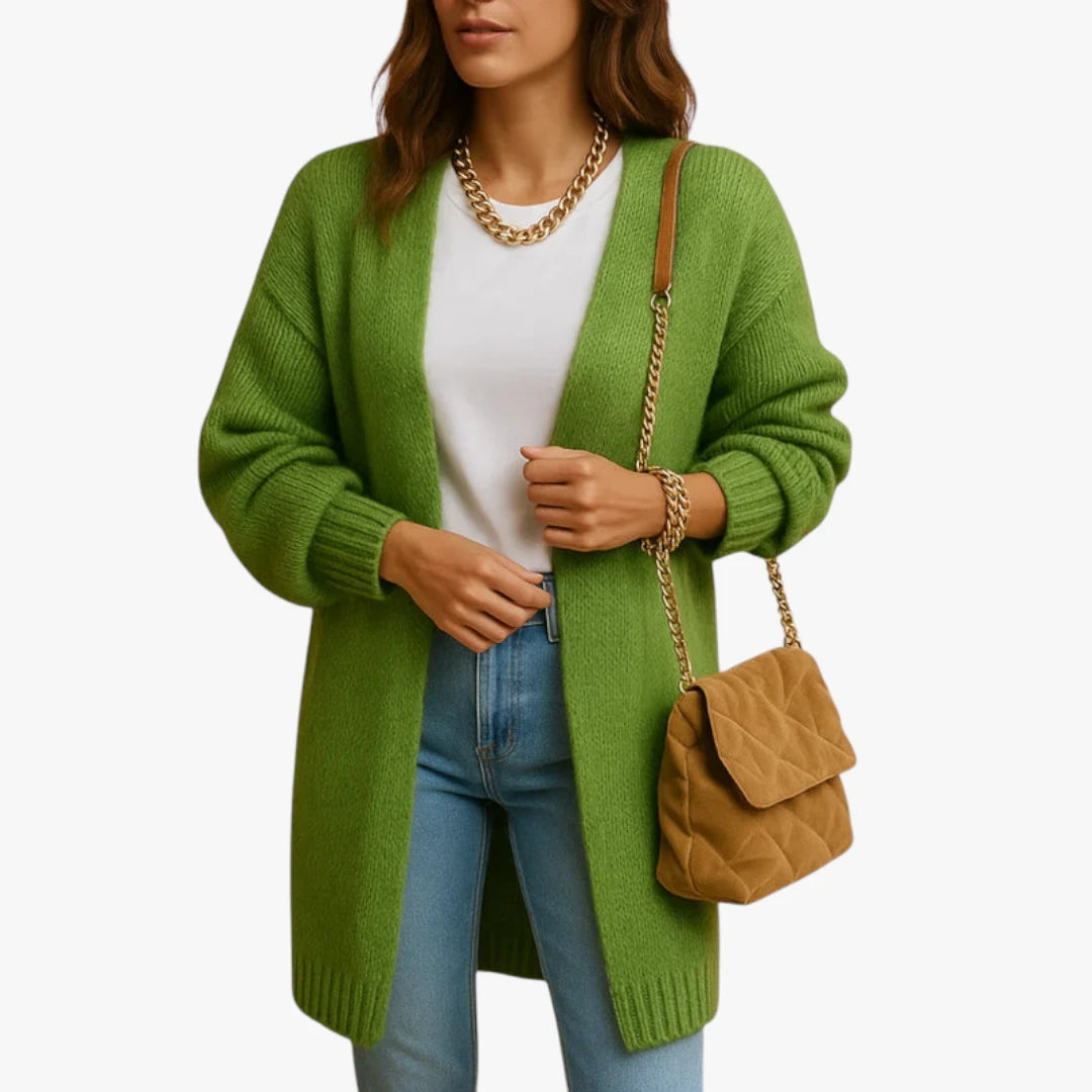 Miles & Luna Knitted Cardigan Classic Model With Open Front And Comfortable Fit For Women