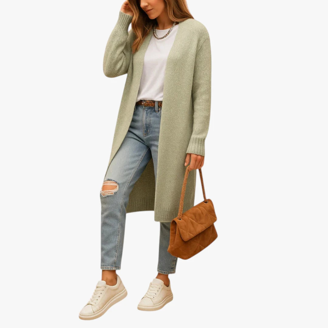 Miles & Luna Knitted Cardigan Classic Model With Open Front And Comfortable Fit For Women