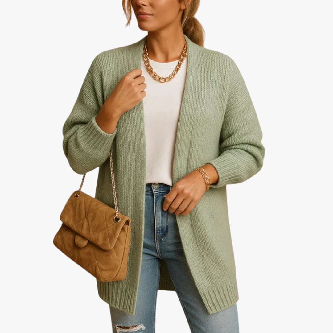 Miles & Luna Knitted Cardigan Classic Model With Open Front And Comfortable Fit For Women