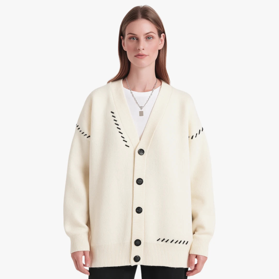 Miles & Luna Knitted Cardigan Sweater Button-Up Soft Wool Blend for Women
