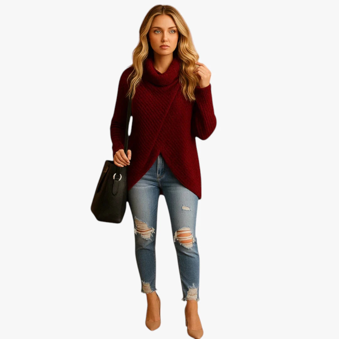 Miles & Luna Knitted Wool Sweater Fitted Warm Model For Women