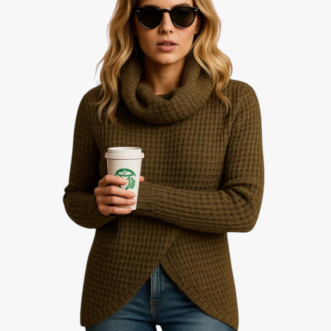 Miles & Luna Knitted Wool Sweater Fitted Warm Model For Women